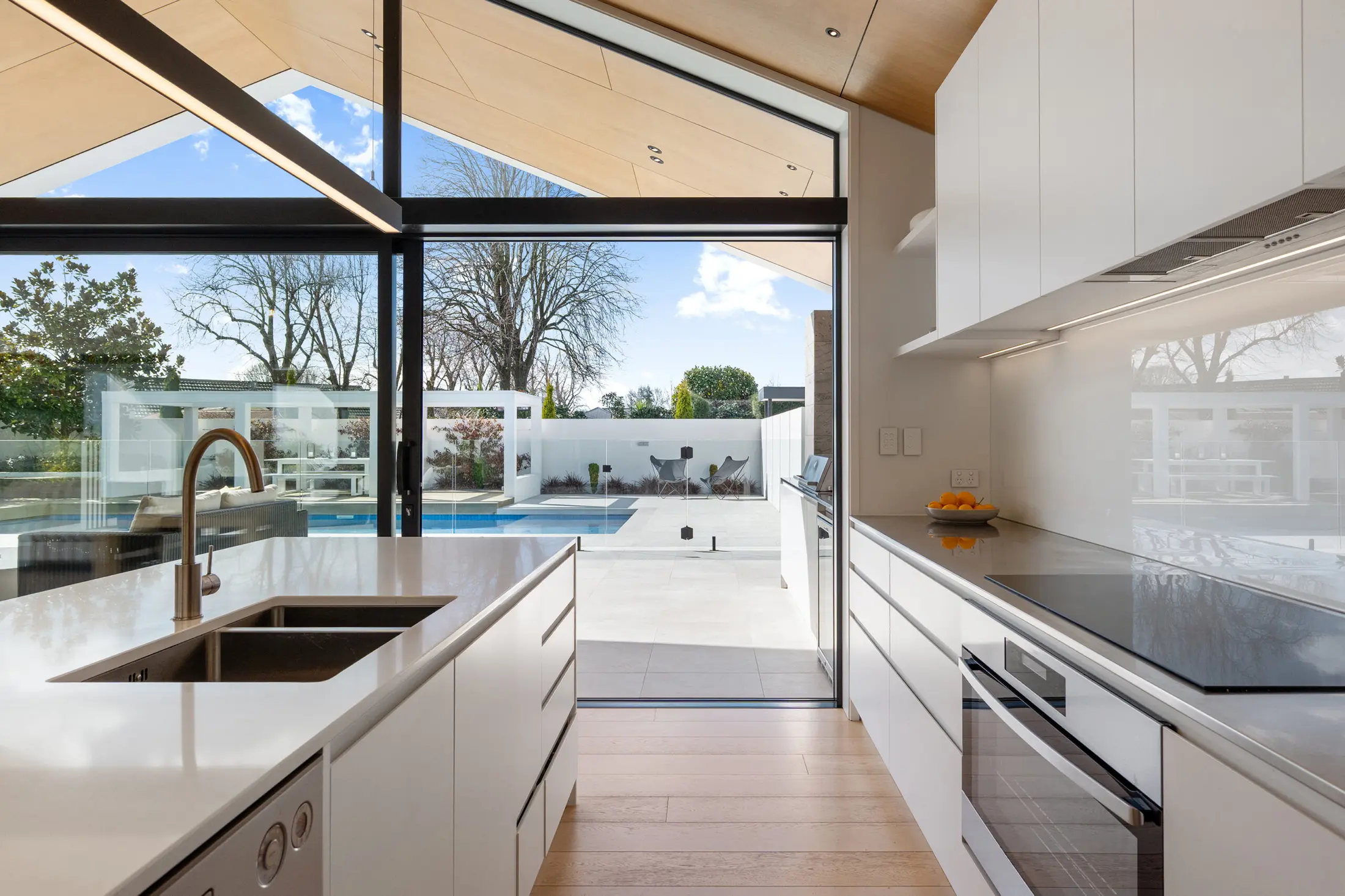 Kitchen overlooking the pool