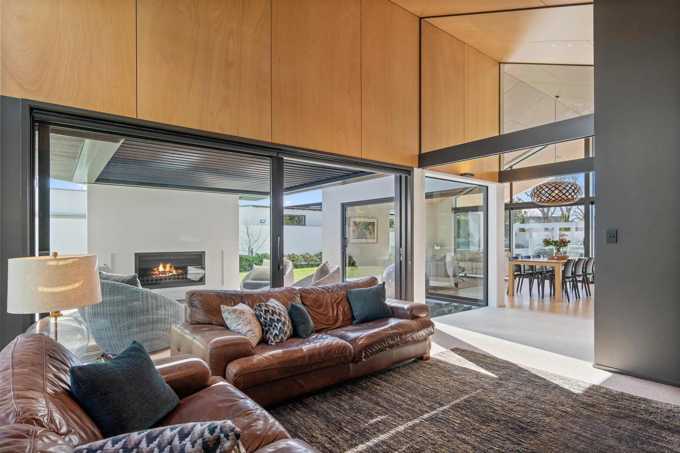 Lounge opening to covered terrace