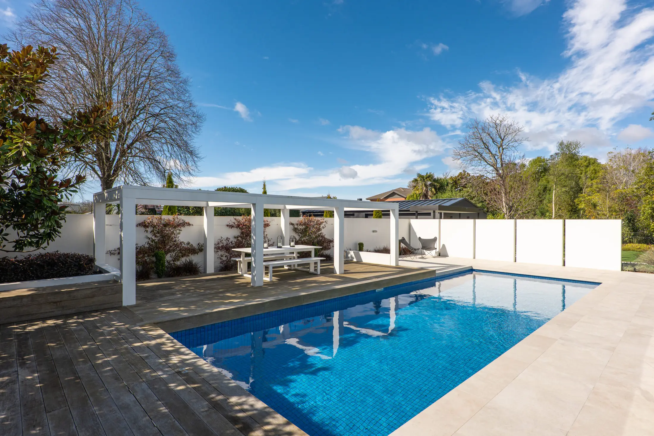 Swimming pool and pergola